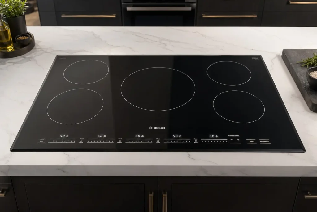 Bosch Benchmark NITP669SUC 30-inch induction cooktop with FlexInduction zone and touch slider control - best for reliability