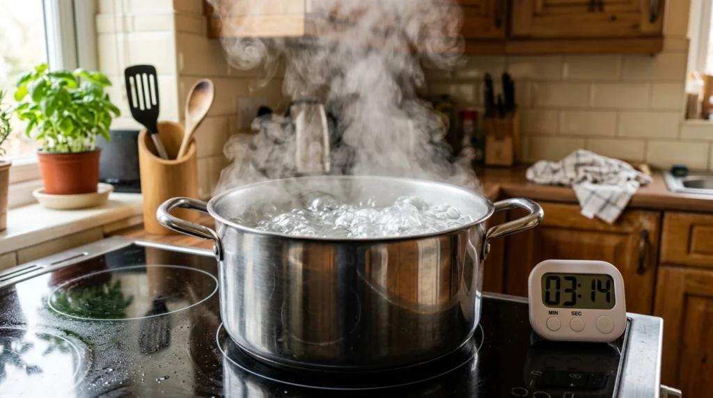 Induction cooktop heating speed - boils 6 quarts of water 2-4 minutes faster than gas or electric, key performance advantage for busy family kitchens